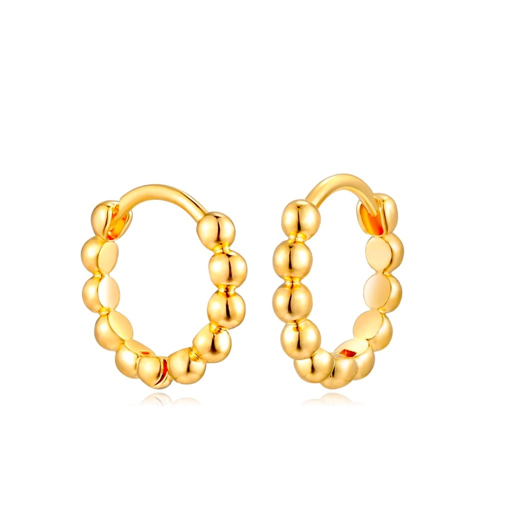 New 18k gold scalloped 12mm huggies. 18k gold filled. - Picture 3 of 3